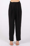 GeeGee High-Waisted Pleated Pants Pants Trendsi Black S 