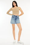 Kancan Full Size Raw Hem High Waist Denim Shorts High Waist Denim Shorts Trendsi Medium 1 