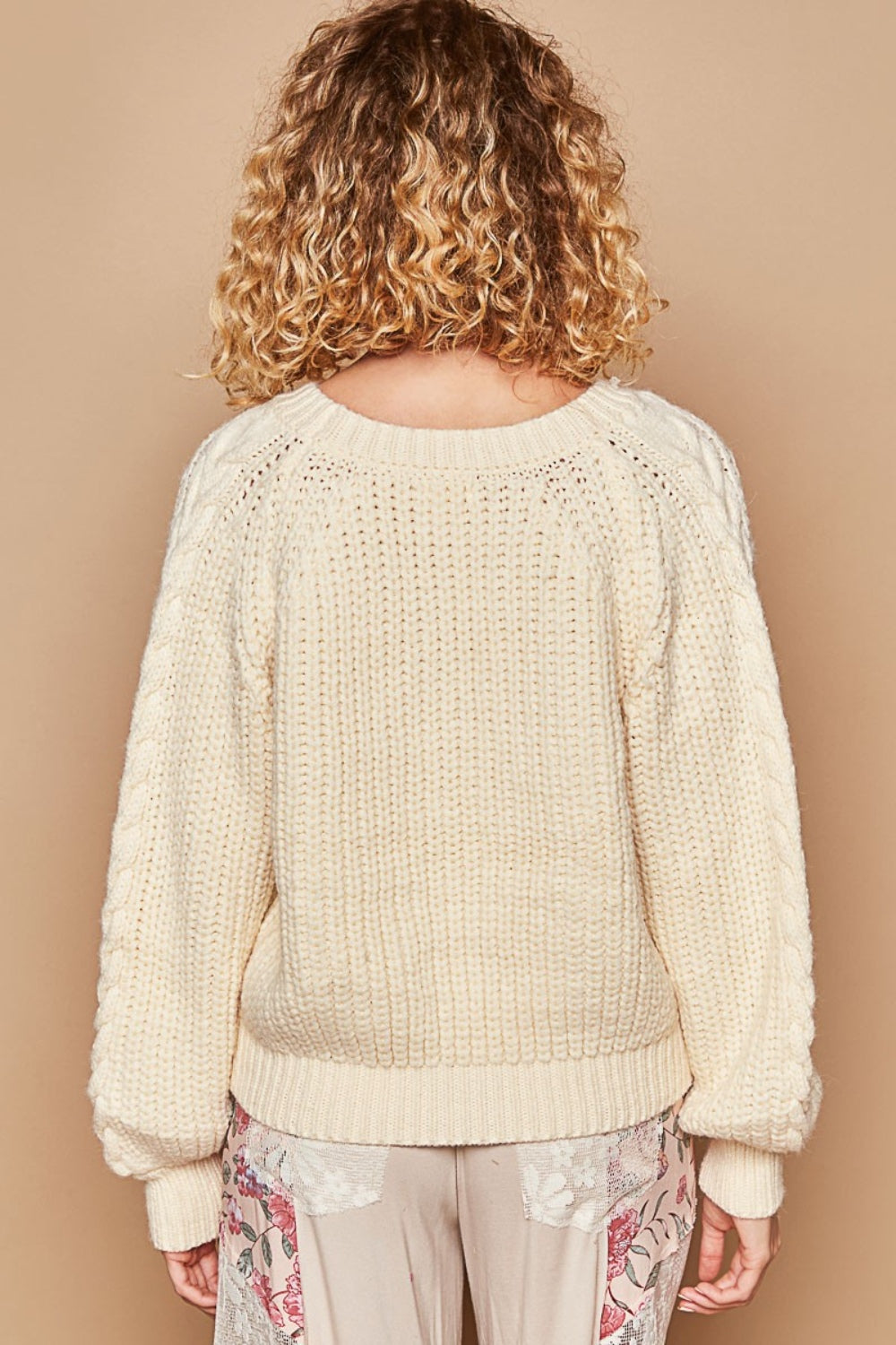 POL Cable Knit Cutout Long Sleeve Sweater Sweater Trendsi   