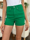 Judy Blue Full Size Tummy Control Garment Dyed Denim Shorts Denim Shorts Trendsi   