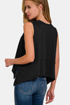 Zenana Exposed Seam Slit Round Neck Tank Tank Top Trendsi   