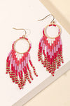 Fame Circle Cutout Seed Beaded Fringe Earrings Fringe Earrings Trendsi   