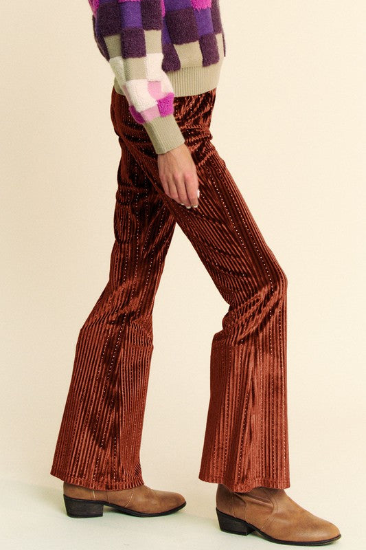 Davi & Dani Elastic Waist Knit Flare Pants - NeoKira Unlimited