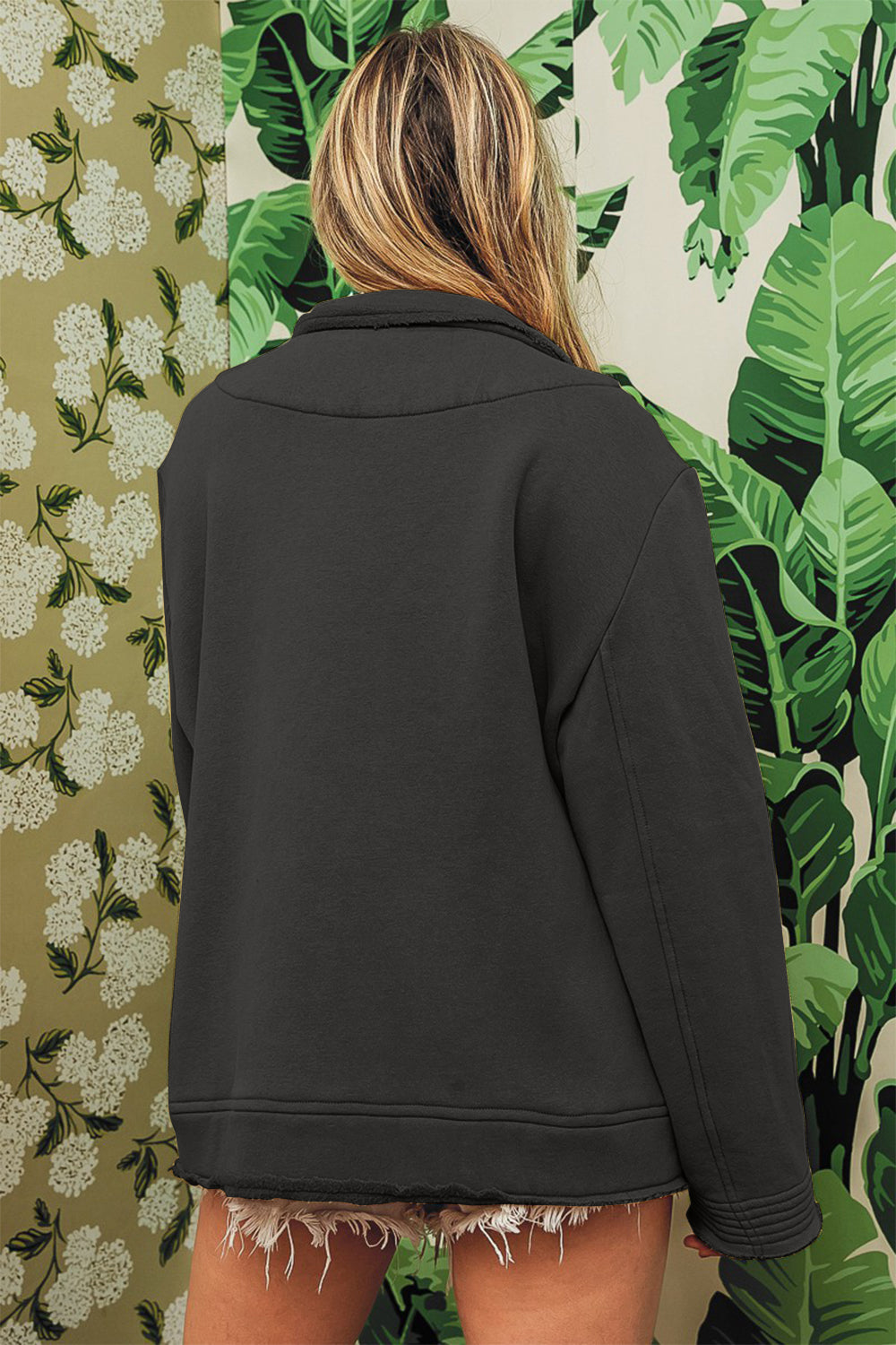 BiBi Single-Breasted Washed Fleece Jacket - NeoKira Unlimited