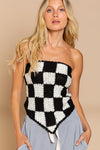 POL Checkerboard Pattern Tube Top Sweater Top POL   