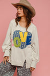 BiBi LOVE Heart Patch Slit French Terry Sweatshirt - NeoKira Unlimited