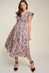 Vintage Garden Floral Flutter Smocking Midi Dress  Davi & Dani   