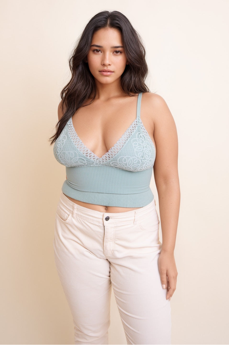 Curvy Waistband Loop Lace Brami – Elegant Plus Size Lace Detail - NeoKira Unlimited
