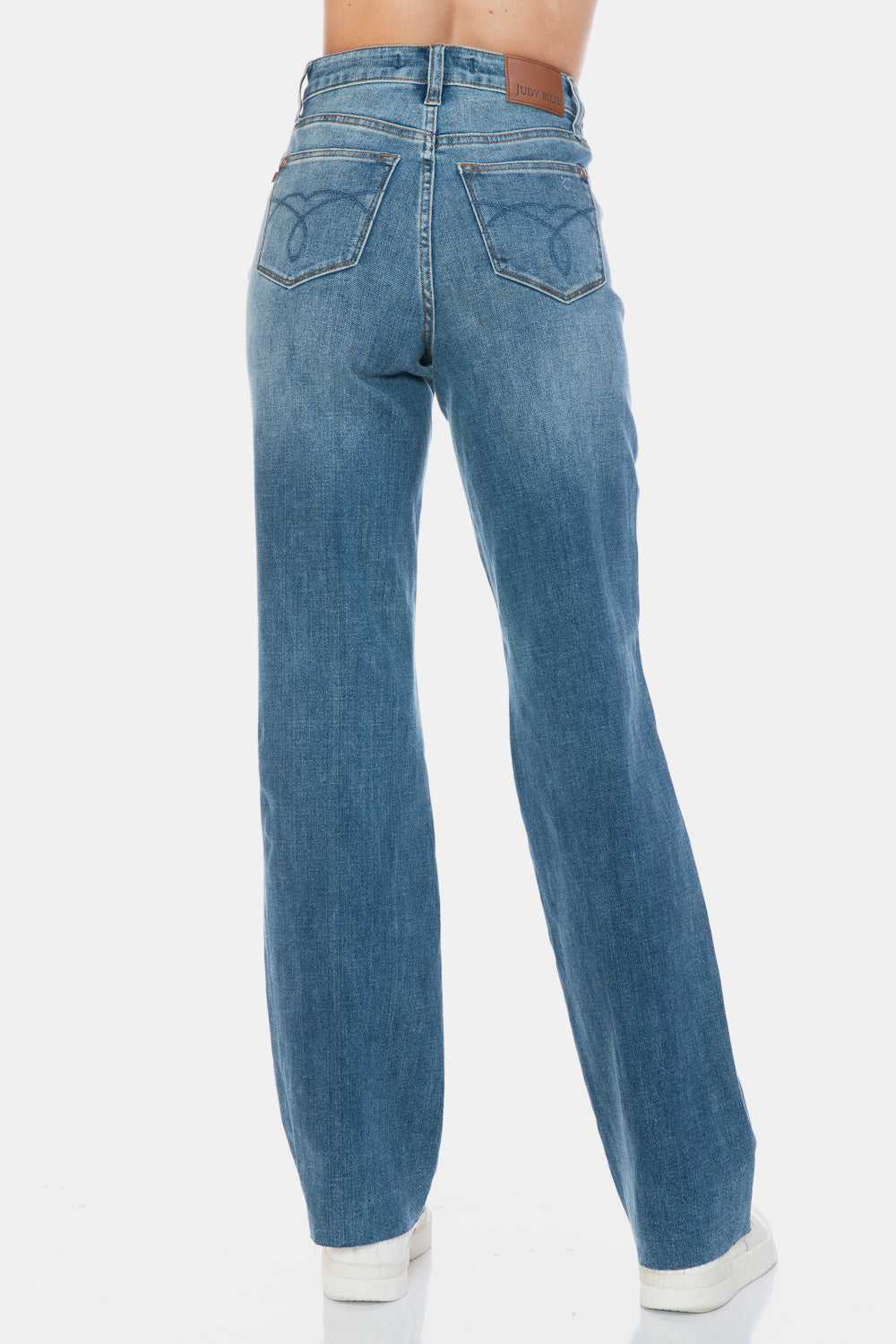Judy Blue Full Size Tummy Control Cut Raw Hem Straight Jeans - NeoKira Unlimited