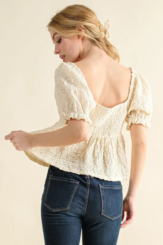 And The Why Lovely Textured and Smocked Top - NeoKira Unlimited