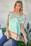 Printed Off Shoulder Smocked Top  Davi & Dani   