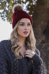 Basic Ribbed Pom Beanie Beanies Leto Collection Burgundy  