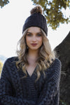 Basic Ribbed Pom Beanie Beanies Leto Collection Gray  