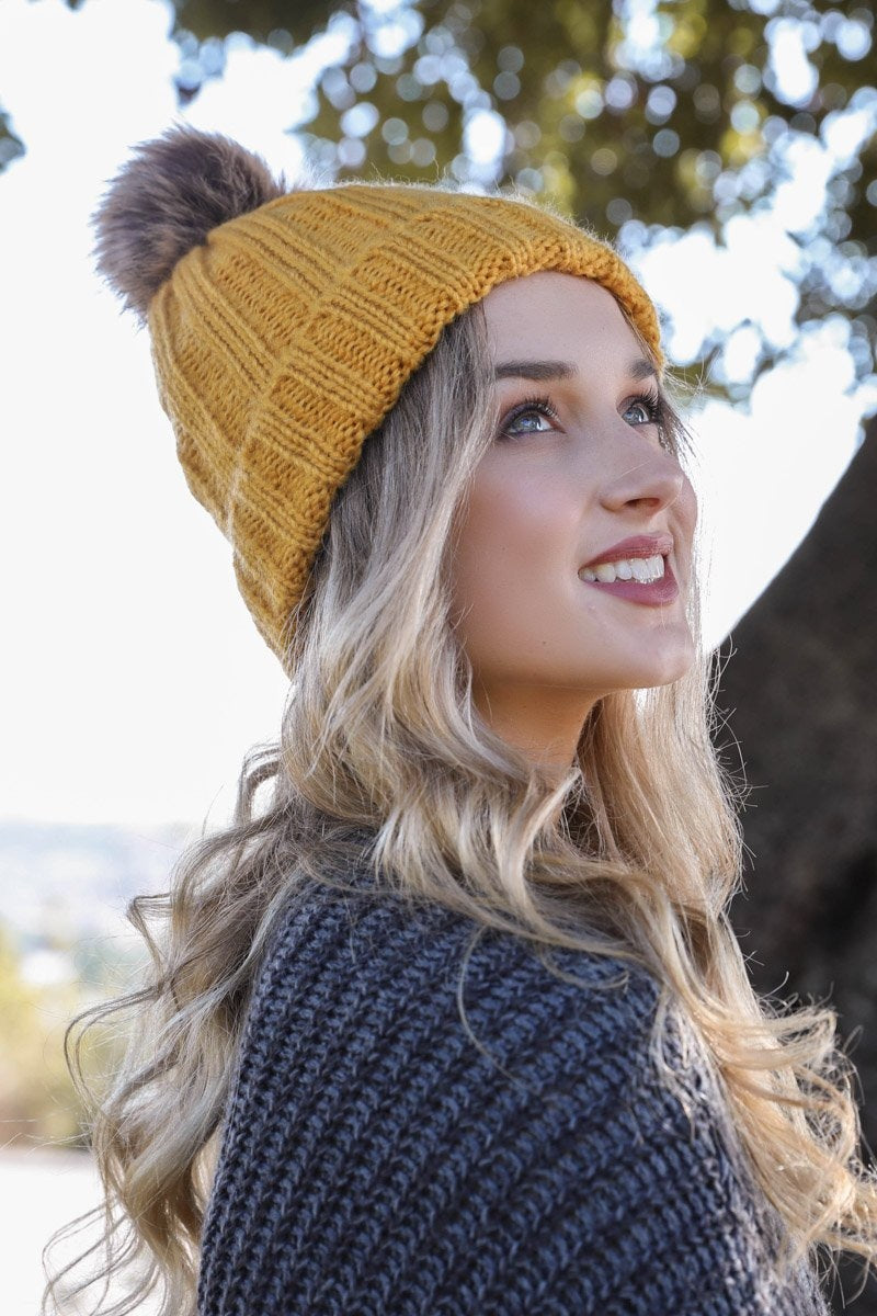 Basic Ribbed Pom Beanie Beanies Leto Collection   