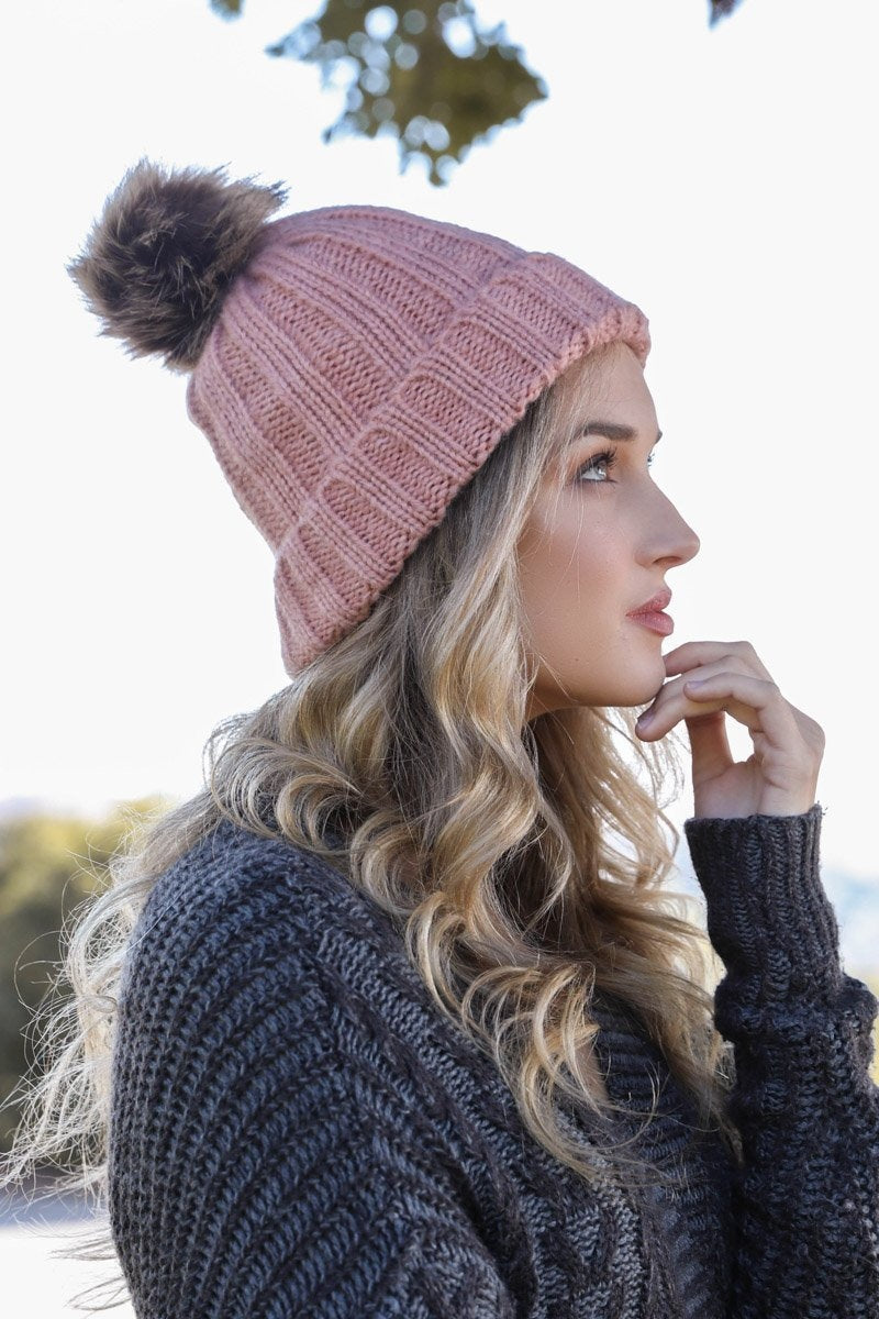 Basic Ribbed Pom Beanie Beanies Leto Collection   