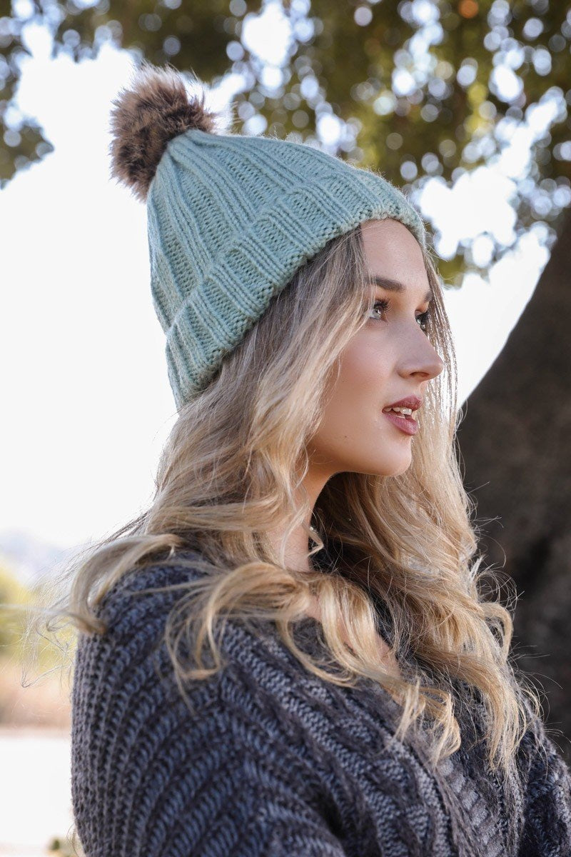 Basic Ribbed Pom Beanie - NeoKira Unlimited
