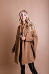 Bat Sleeve Knit Cardigan Ponchos Camel