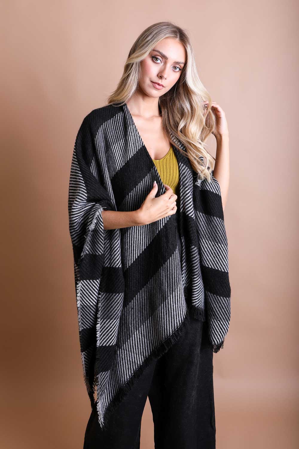 Striped Woven Ruana Ponchos Leto Collection   