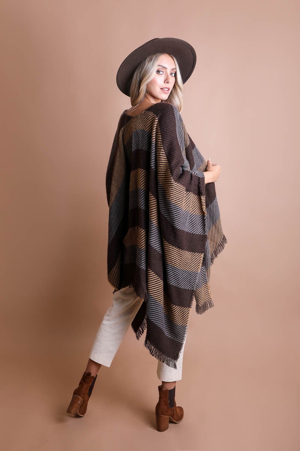 Striped Woven Ruana Ponchos Leto Collection   