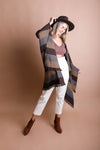 Striped Woven Ruana Ponchos Leto Collection Mocha  