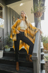 Striped Woven Ruana Ponchos Leto Collection Mustard  