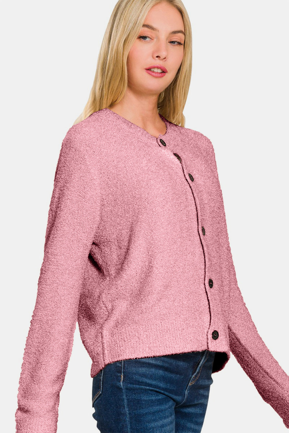 Zenana Button Down Long Sleeve Sweater Cardigan - NeoKira Unlimited