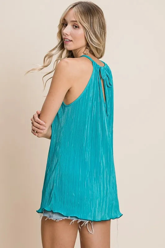 BiBi Pleating Knit Halter Neck Top - NeoKira Unlimited