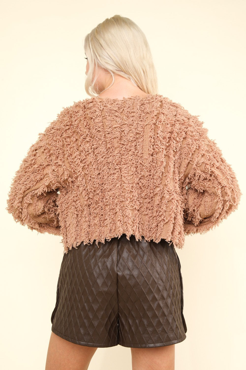 VERY J Shaggy Yarn Knit Zip Up Jacket - NeoKira Unlimited