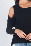 UNIQ Cold Shoulder Long Sleeve Knit Top Top Trendsi   