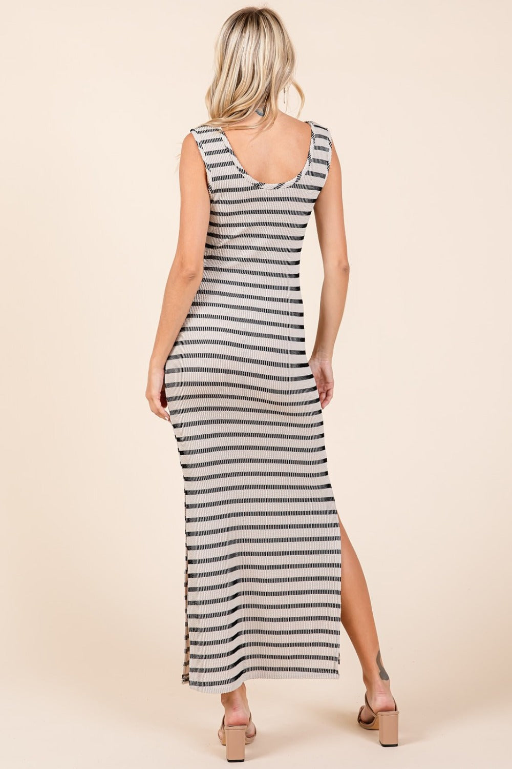 Mittoshop Striped Scoop Neck Sleeveless Maxi Dress - NeoKira Unlimited