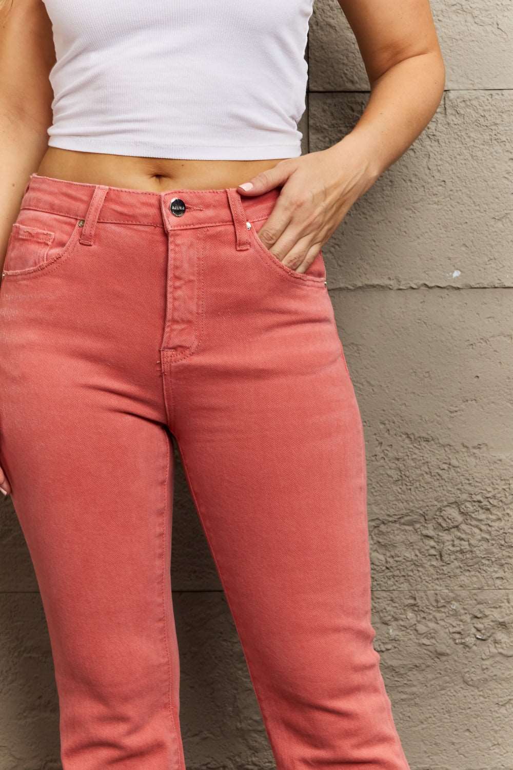 RISEN Bailey Full Size High Waist Side Slit Flare Jeans Jeans Trendsi   