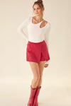 Idem Ditto Front Cut Out Long Sleeve Knit Top Top Trendsi White XS 