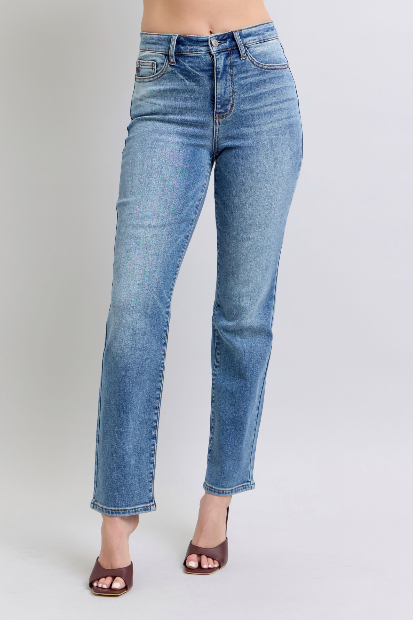 Judy Blue Full Size Run Vintage Wash Thermal Straight Jeans - NeoKira Unlimited