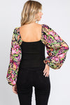 ODDI Full Size Floral Balloon Sleeve Blouse Blouse Trendsi   