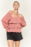 Jade By Jane Tiered Flounce Design Blouse Blouse Jade By Jane MAUVE S 