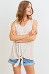 Cotton Bleu by Nu Label Sleeveless Front Tie Striped Top Tank Top Trendsi Coral S 