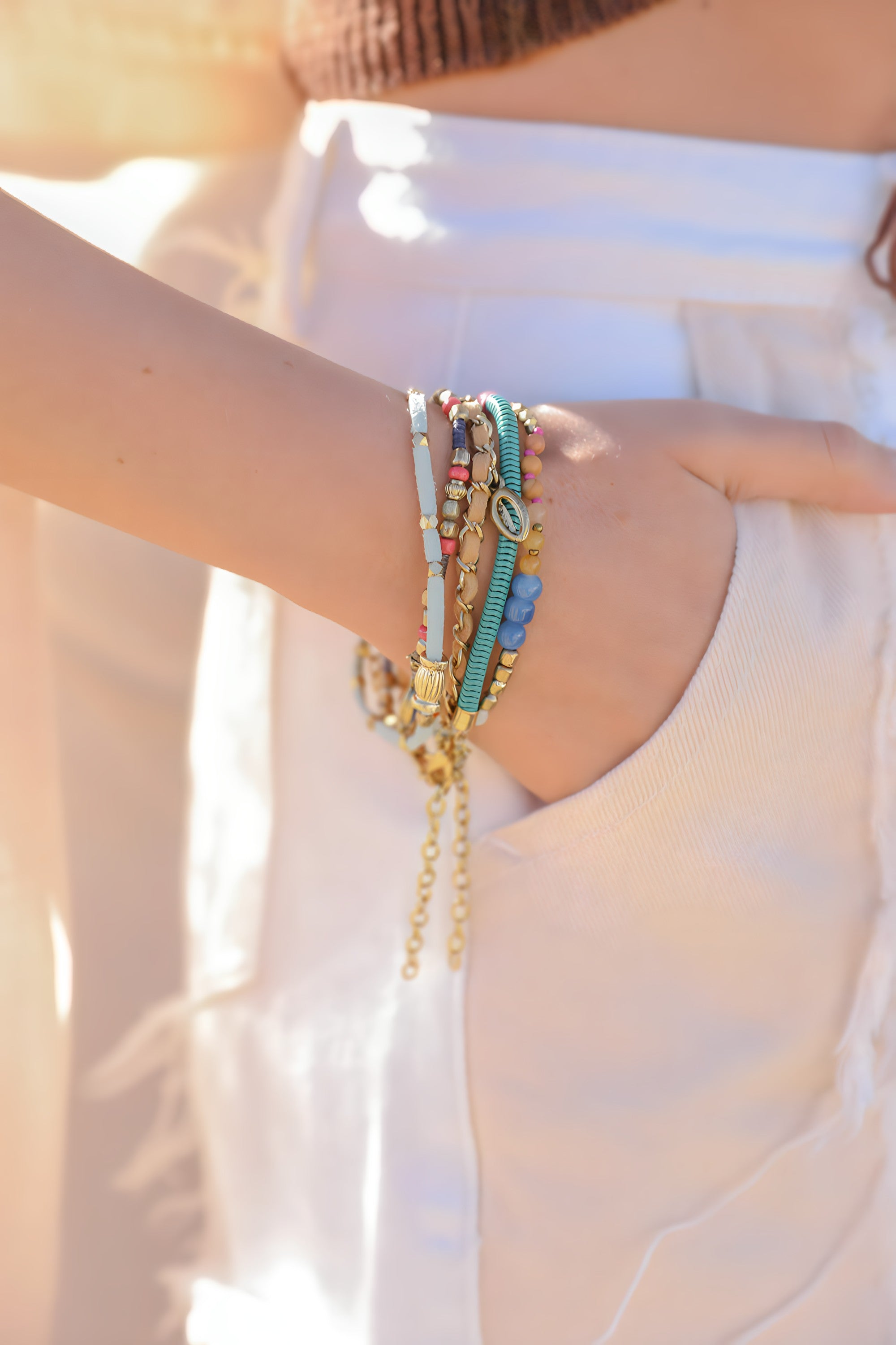 Beaded Gold Stacked Bracelet - NeoKira Unlimited