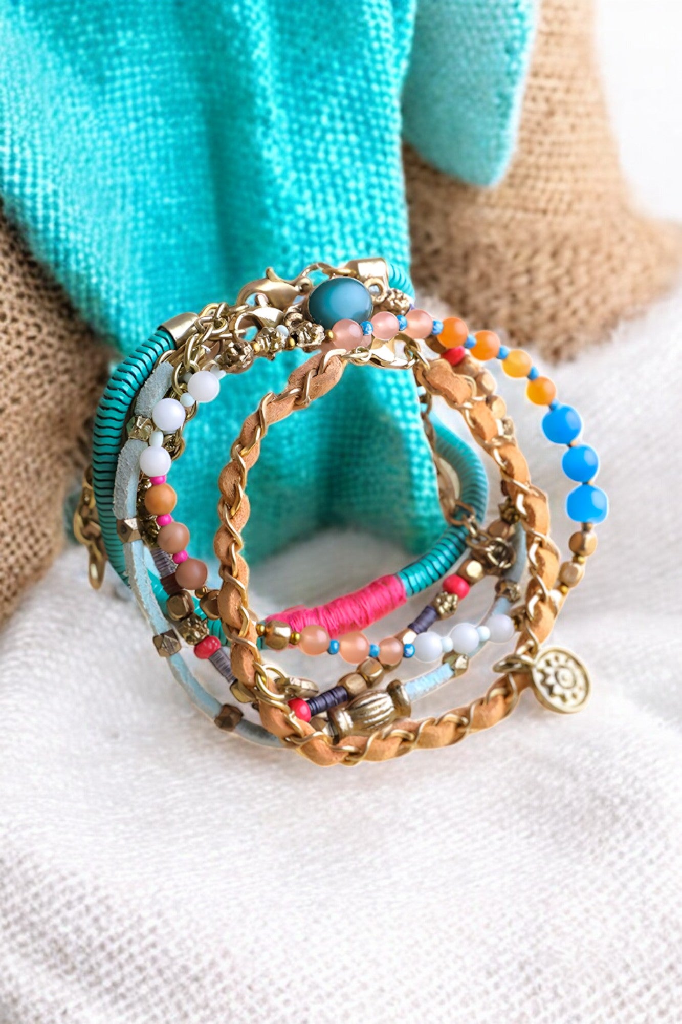 Beaded Gold Stacked Bracelet - NeoKira Unlimited