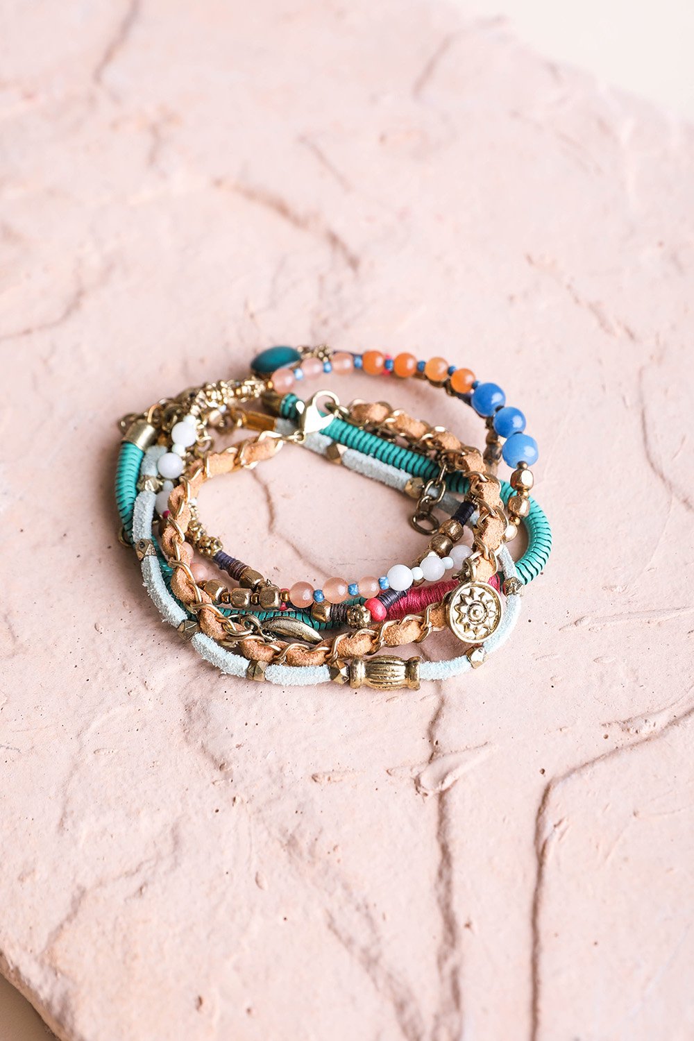 Beaded Gold Stacked Bracelet Bracelets Leto Collection   