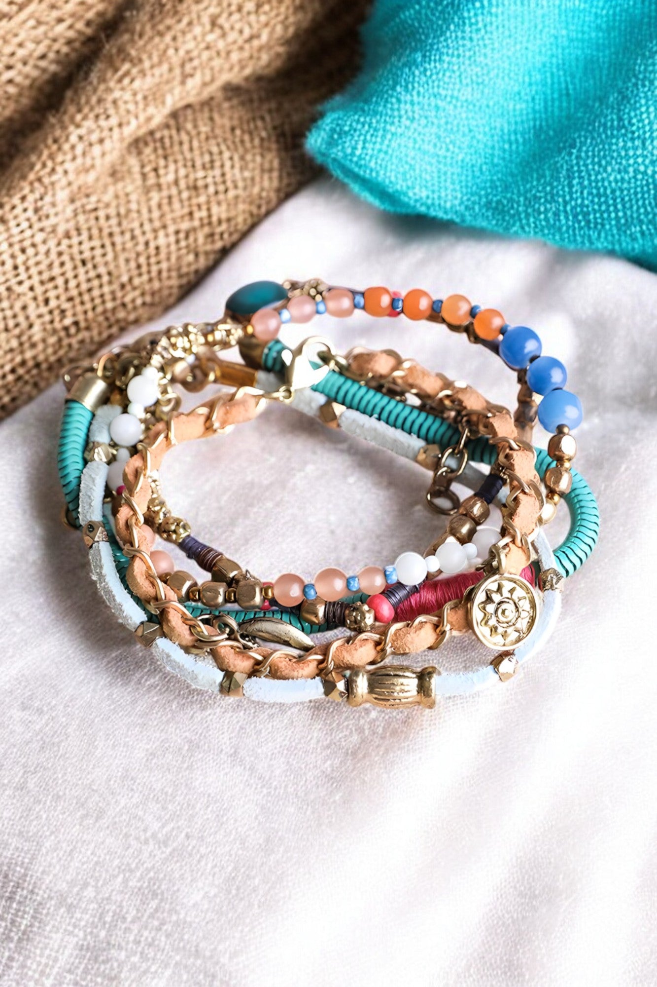 Beaded Gold Stacked Bracelet - NeoKira Unlimited