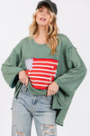 SAGE + FIG Full Size American Flag Patch Drop Shoulder T-Shirt T-Shirt Trendsi   