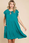 Culture Code Ruffle Cap Sleeve Tiered Dress Mini Dress Trendsi Lotus Green S 