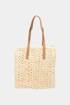 Fame Straw Braided Tote Bag Tote Bag Trendsi Ivory One Size 