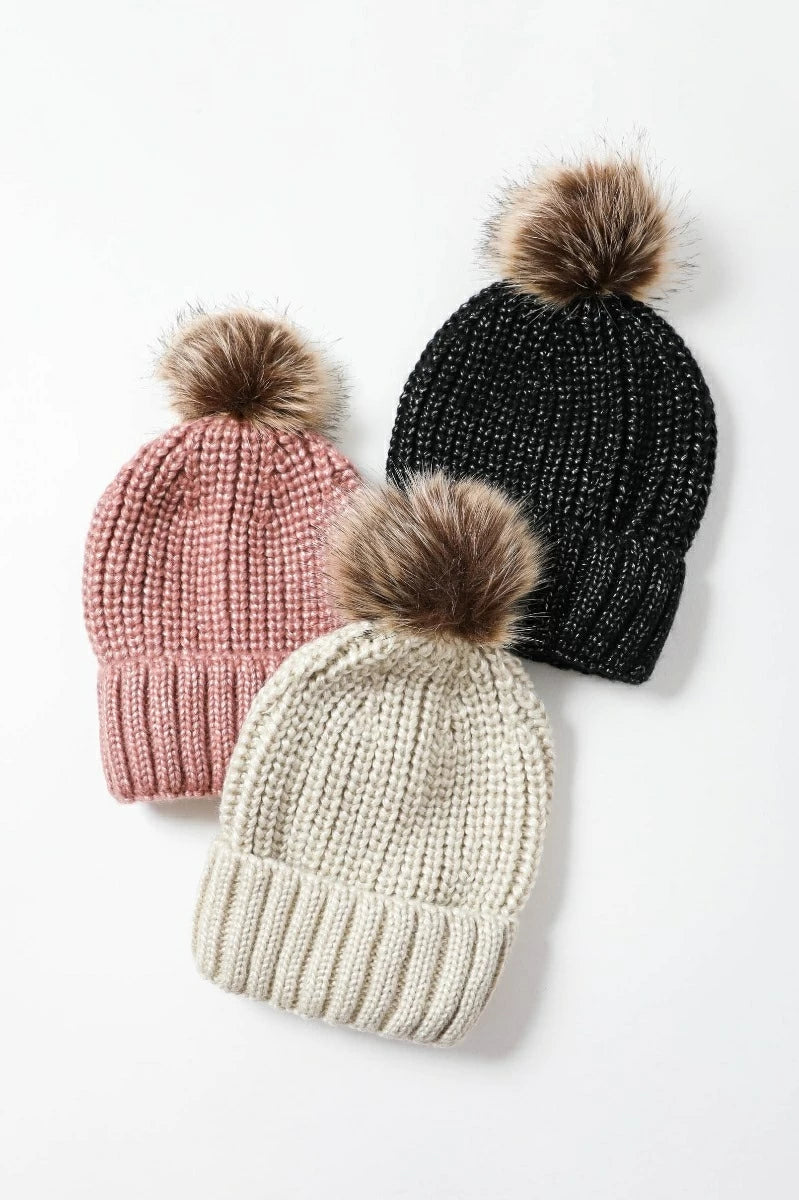 Soft Rib Knit Pom Beanie Beanies Leto Collection   