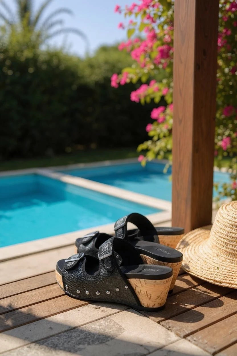 CADE Women’s Cork Design Wedge Platform Raffia Sandals - NeoKira Unlimited