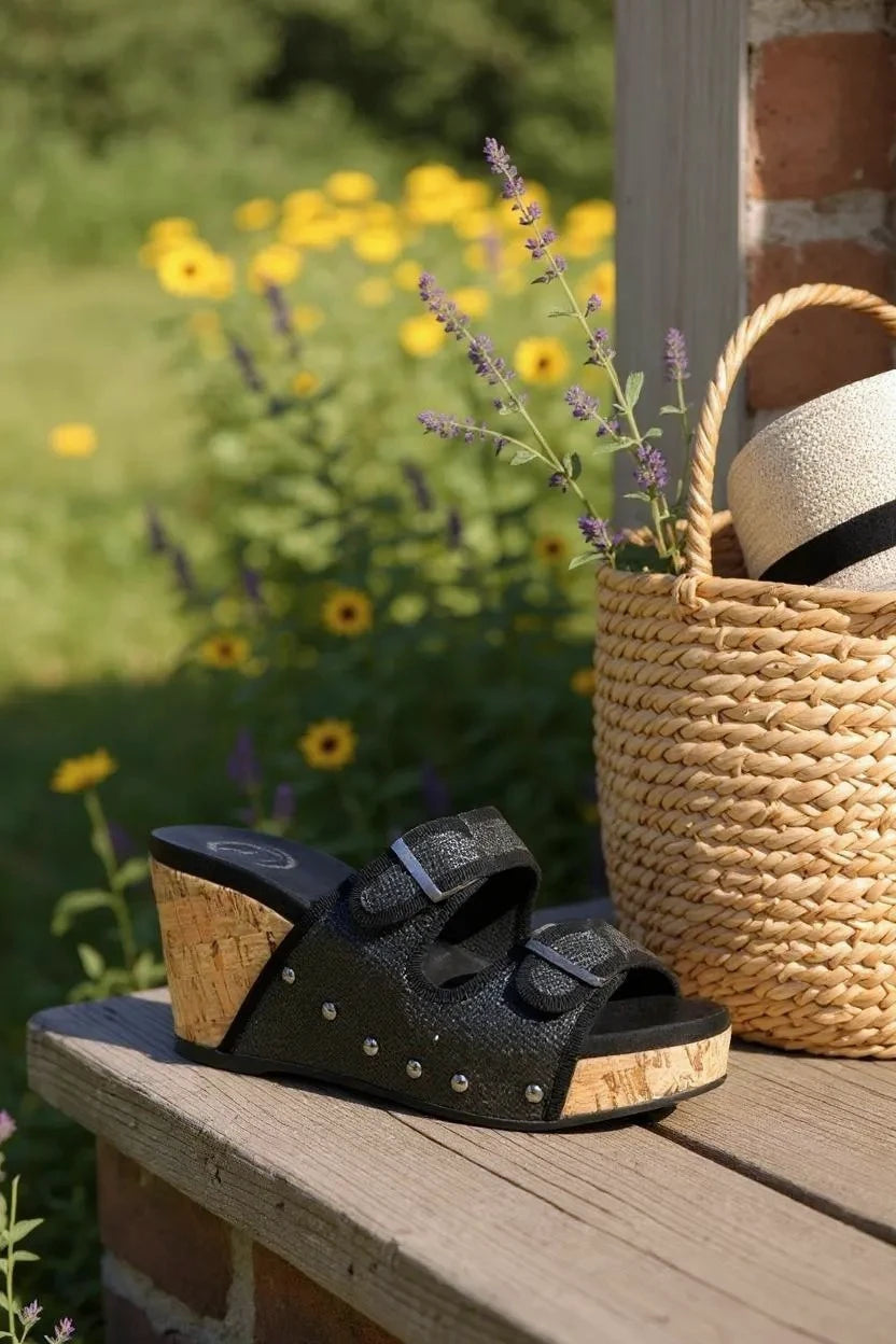 CADE Women’s Cork Design Wedge Platform Raffia Sandals - NeoKira Unlimited