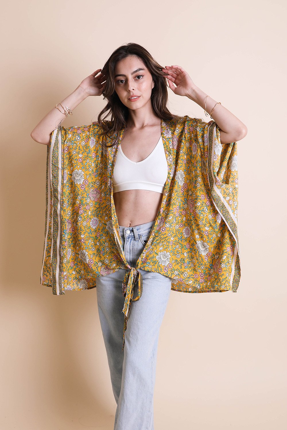 Blossom Tie Front Kimono Wrap Kimono Leto Collection   