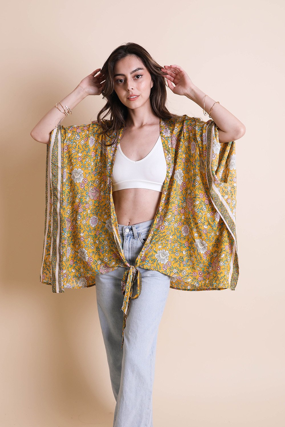 Blossom Tie Front Kimono Wrap - NeoKira Unlimited