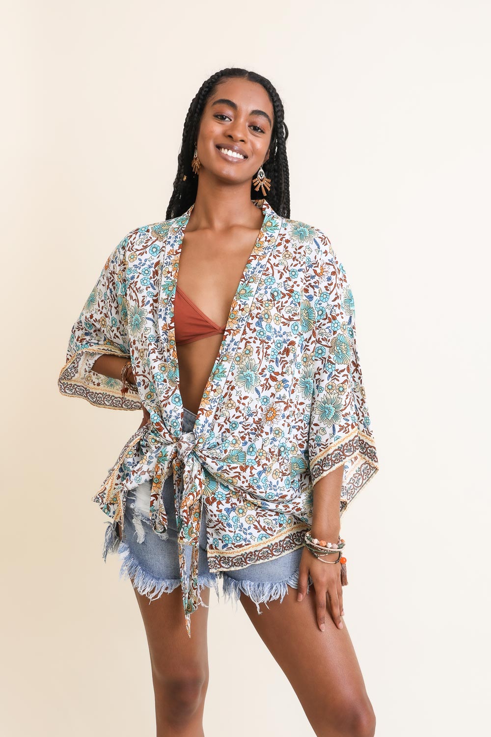 Blossom Tie Front Kimono Wrap - NeoKira Unlimited
