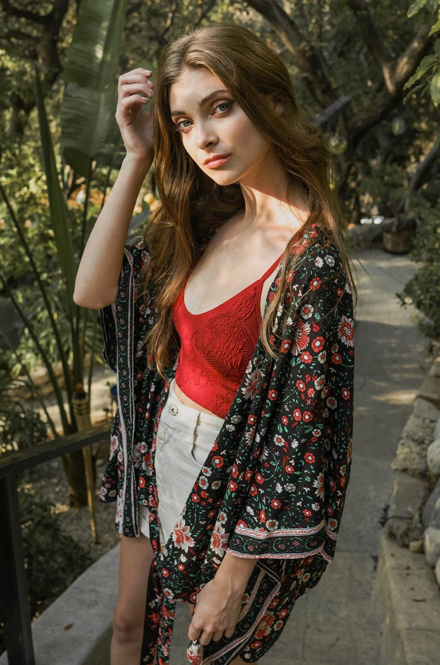 Blossom Tie Front Kimono Wrap - NeoKira Unlimited